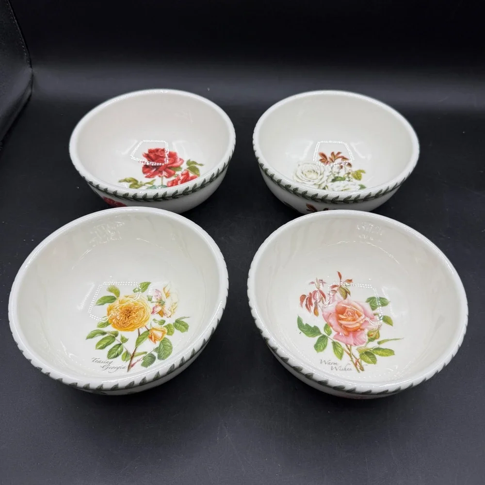 Vintage 2004 Portmeirion Botanic Roses Cereal Bowls Set of 4 Fragrant Cloud